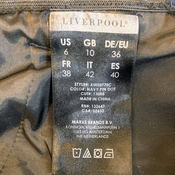 Liverpool LA navy pin dot pull on pants, size 6 - Picture 4 of 6